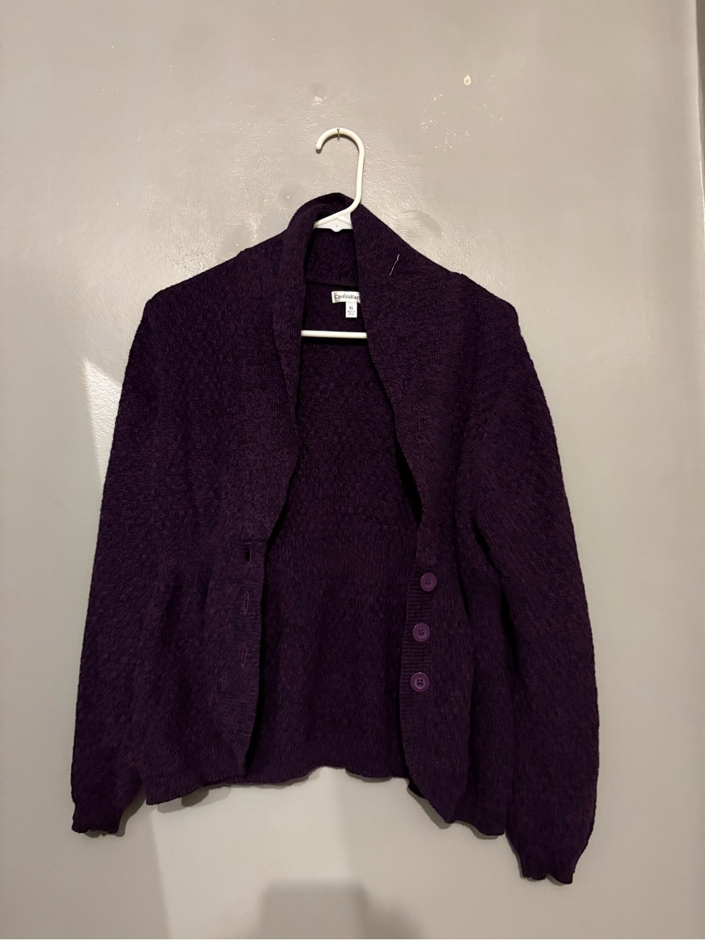 croft & barrow Deep Purple Shawl-Collar Cardigan